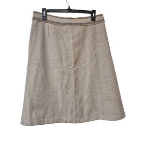 Gap Women's Heather Gray Wool Mix A-Line Midi Lined Skirt EUC